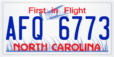 NC license plate AFQ6773