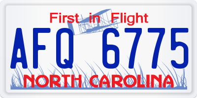 NC license plate AFQ6775