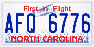 NC license plate AFQ6776