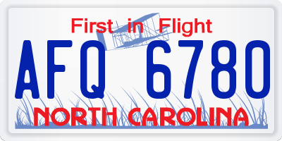 NC license plate AFQ6780