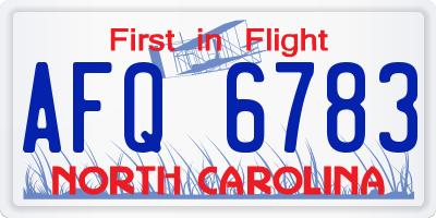 NC license plate AFQ6783