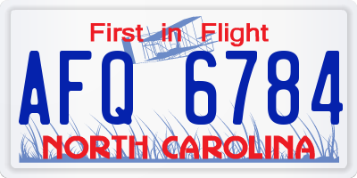 NC license plate AFQ6784