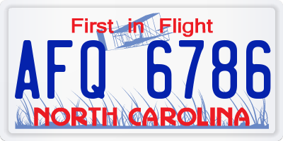 NC license plate AFQ6786