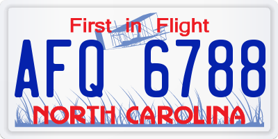 NC license plate AFQ6788