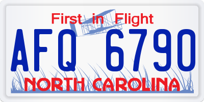 NC license plate AFQ6790