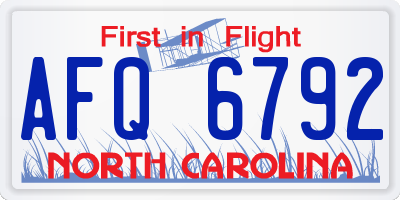 NC license plate AFQ6792