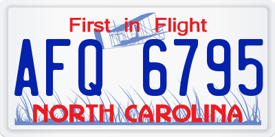 NC license plate AFQ6795