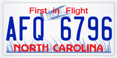 NC license plate AFQ6796