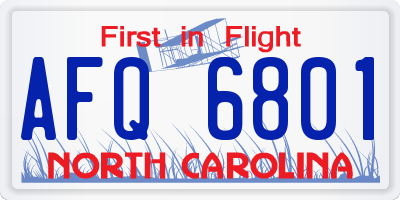 NC license plate AFQ6801