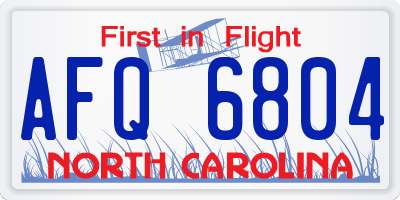 NC license plate AFQ6804