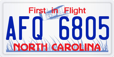 NC license plate AFQ6805