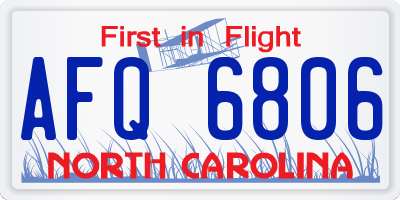NC license plate AFQ6806