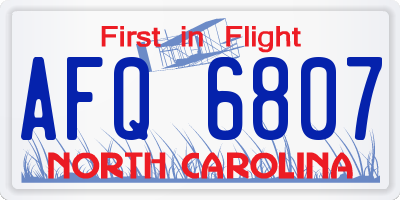 NC license plate AFQ6807