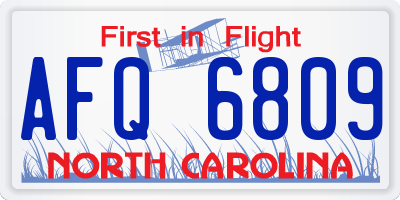 NC license plate AFQ6809