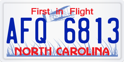 NC license plate AFQ6813