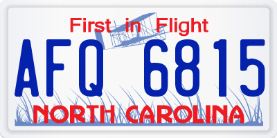 NC license plate AFQ6815