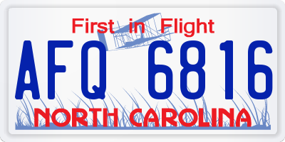 NC license plate AFQ6816