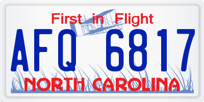 NC license plate AFQ6817