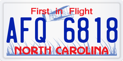 NC license plate AFQ6818