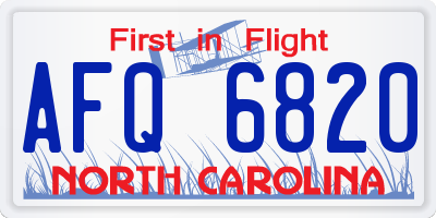 NC license plate AFQ6820