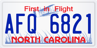 NC license plate AFQ6821