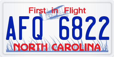 NC license plate AFQ6822