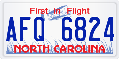 NC license plate AFQ6824