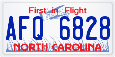 NC license plate AFQ6828