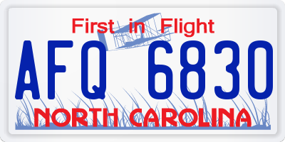 NC license plate AFQ6830