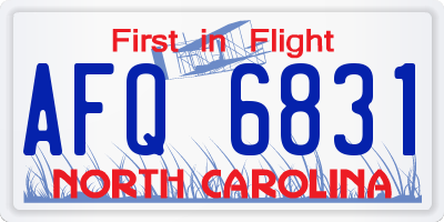 NC license plate AFQ6831