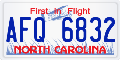 NC license plate AFQ6832