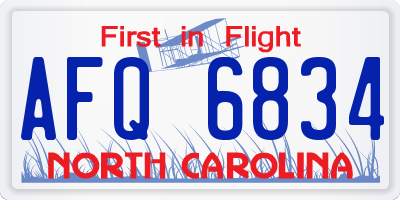 NC license plate AFQ6834