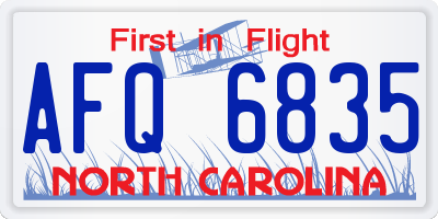 NC license plate AFQ6835