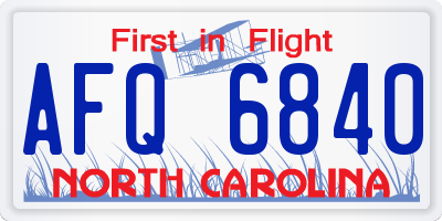 NC license plate AFQ6840