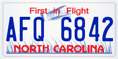 NC license plate AFQ6842