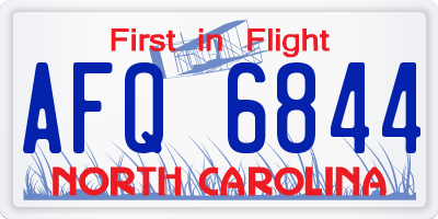 NC license plate AFQ6844