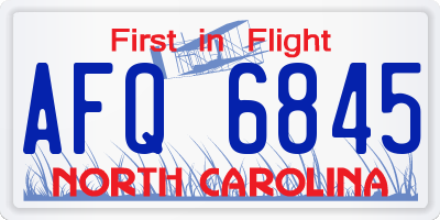 NC license plate AFQ6845