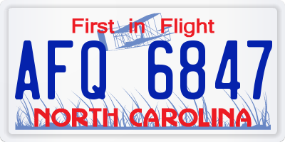 NC license plate AFQ6847