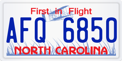 NC license plate AFQ6850