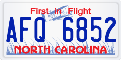 NC license plate AFQ6852