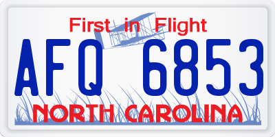 NC license plate AFQ6853