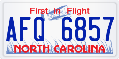 NC license plate AFQ6857