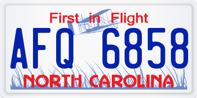 NC license plate AFQ6858