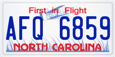 NC license plate AFQ6859