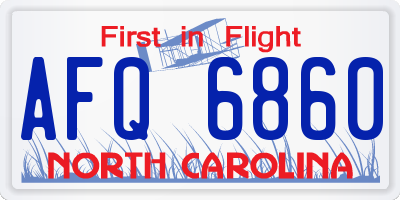 NC license plate AFQ6860