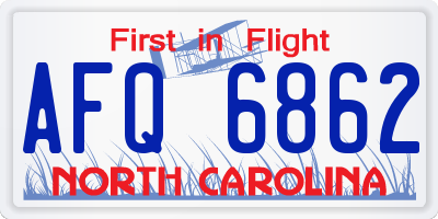 NC license plate AFQ6862