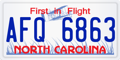 NC license plate AFQ6863