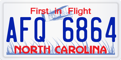 NC license plate AFQ6864