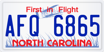 NC license plate AFQ6865
