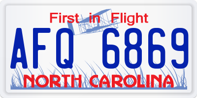 NC license plate AFQ6869